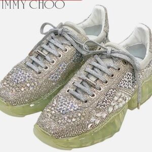 Jimmy Choo Crystal Embellished Sneakers- 37